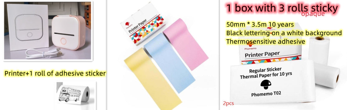 Imprimante thermique portable mini pour étiquettes, imprimante photo domestique, imprimante pour étudiants, imprimante de questions erronées, imprimante d'étiquettes mini compatible Bluetooth, étiquettes de prix.