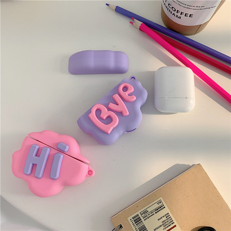 Étui AirPod 2 3D HI BYE Nuage Lettre Dessin Animé Souple Silicone Étuis Écouteurs Sans Fil Pour Étui Airpods Couverture Mignonne