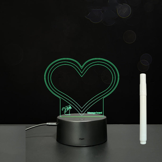 Tableau de message en acrylique 3D avec écriture à la main et lumière LED