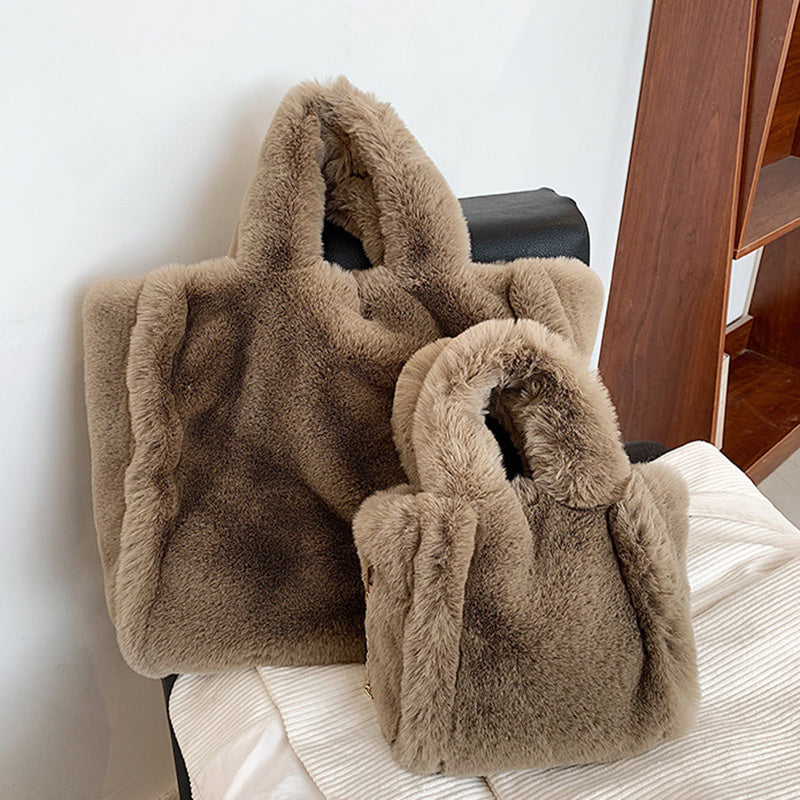 Sacs d'hiver Chaîne Sac à main en peluche Sacs fourre-tout Femme Sac à épaule