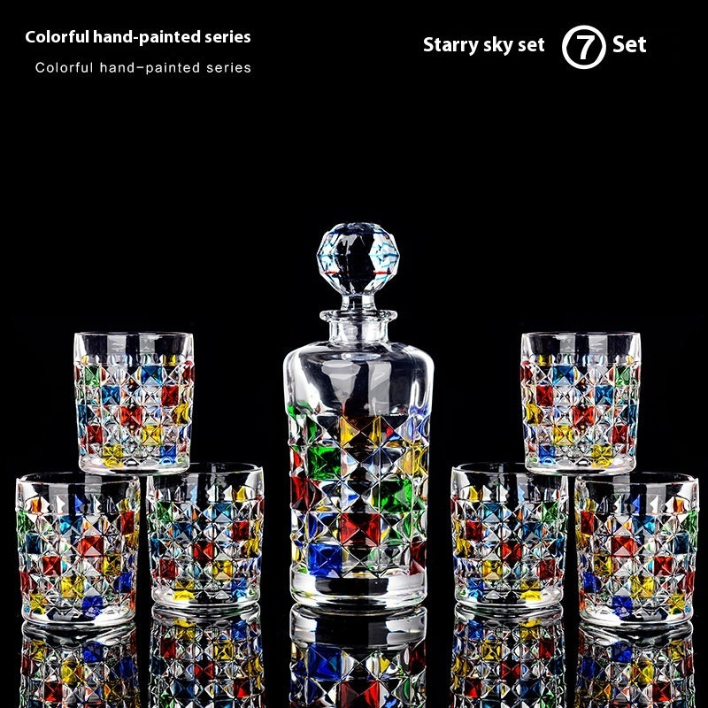 Ensemble de verres à liqueur en cristal peint, ensemble de vin de haute qualité, tasse en verre coloré.