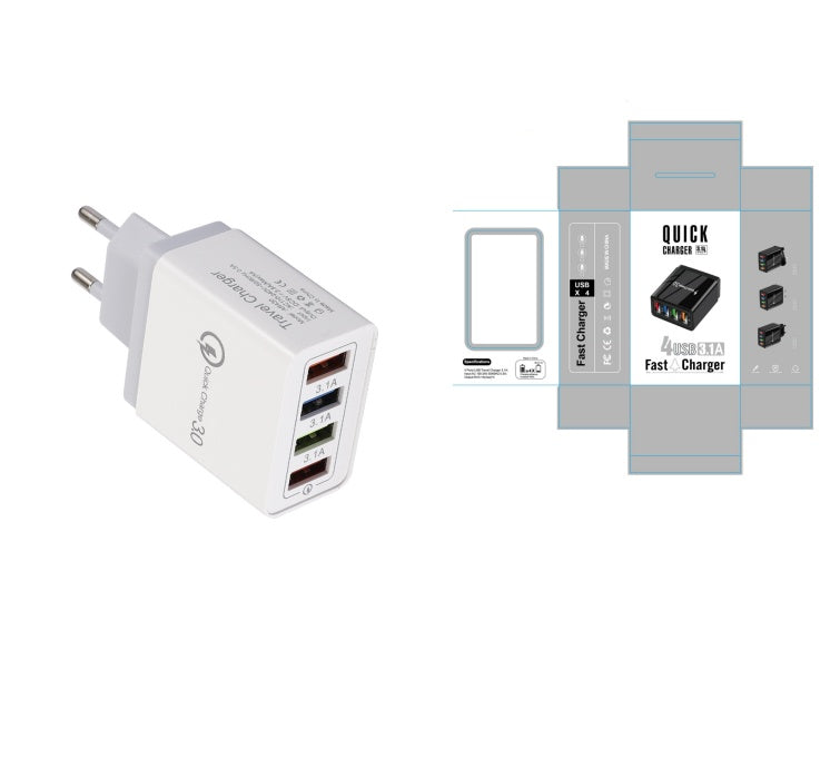 Chargeur USB Quick Charge 3.0 Adaptateur pour 4 téléphones pour tablette Chargeur mural portable Chargeur rapide