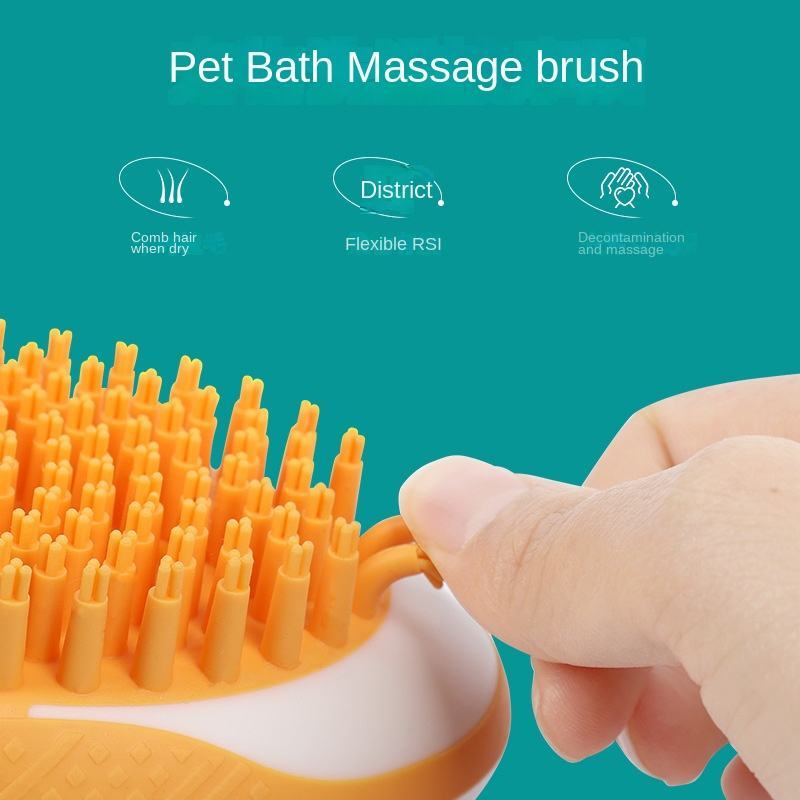 Outil de nettoyage pour chien, brosse de bain 2-en-1, peigne de massage SPA pour animaux, en silicone doux, pour le toilettage des animaux de compagnie.