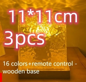 Lampe de table à LED avec projection rotative et USB, lumière d'ambiance ondulée, en cristal, RVB, intensité variable, décoration de la maison, 16 couleurs, cadeaux