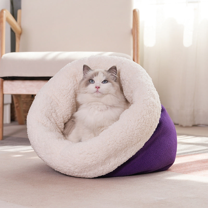 Niche pour chat hiver chaud semi-fermée fournitures pour animaux de compagnie