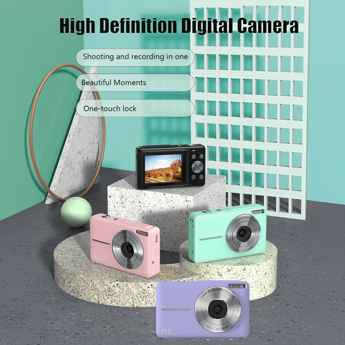 Mini caméra numérique Caméra numérique HD pour enfants Caméra numérique mini pour étudiants Cadeau de Noël et d'anniversaire pour garçons et filles Caméra d'entrée de gamme pour enfants