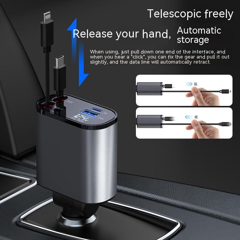Chargeur de voiture en métal 100W Super Charge rapide Adaptateur USB et TYPE-C pour allume-cigare