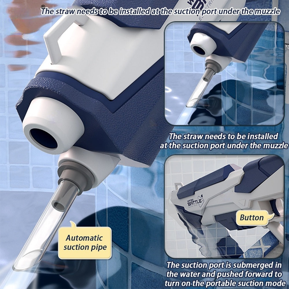 Pistolet à eau électrique automatique avec absorption d'eau, jouet de combat aquatique pour enfants, idéal pour la plage, la piscine et le bain.