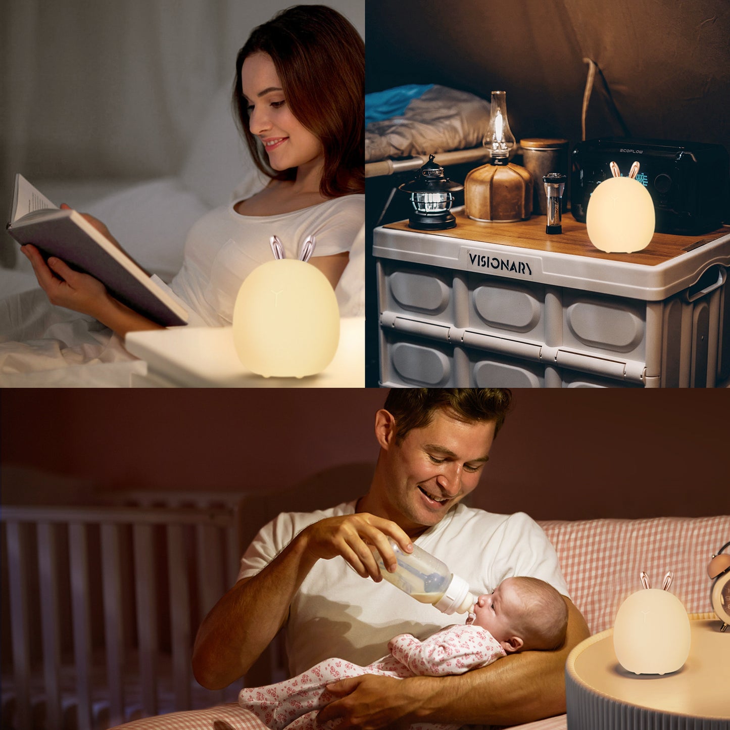 Alimentation de bébé, réglable, créatif, lapin, lumière d'élan, lumière en silicone, lumière tactile, lumière de claquement, petite lumière électrique, lumière d'ambiance, veilleuse