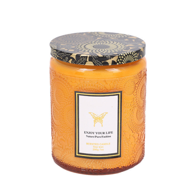 Bougies parfumées en verre gaufré faites à la main, cadeau d'aromathérapie, bougies de soja
