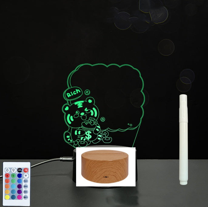 Tableau de message en acrylique 3D avec écriture à la main et lumière LED