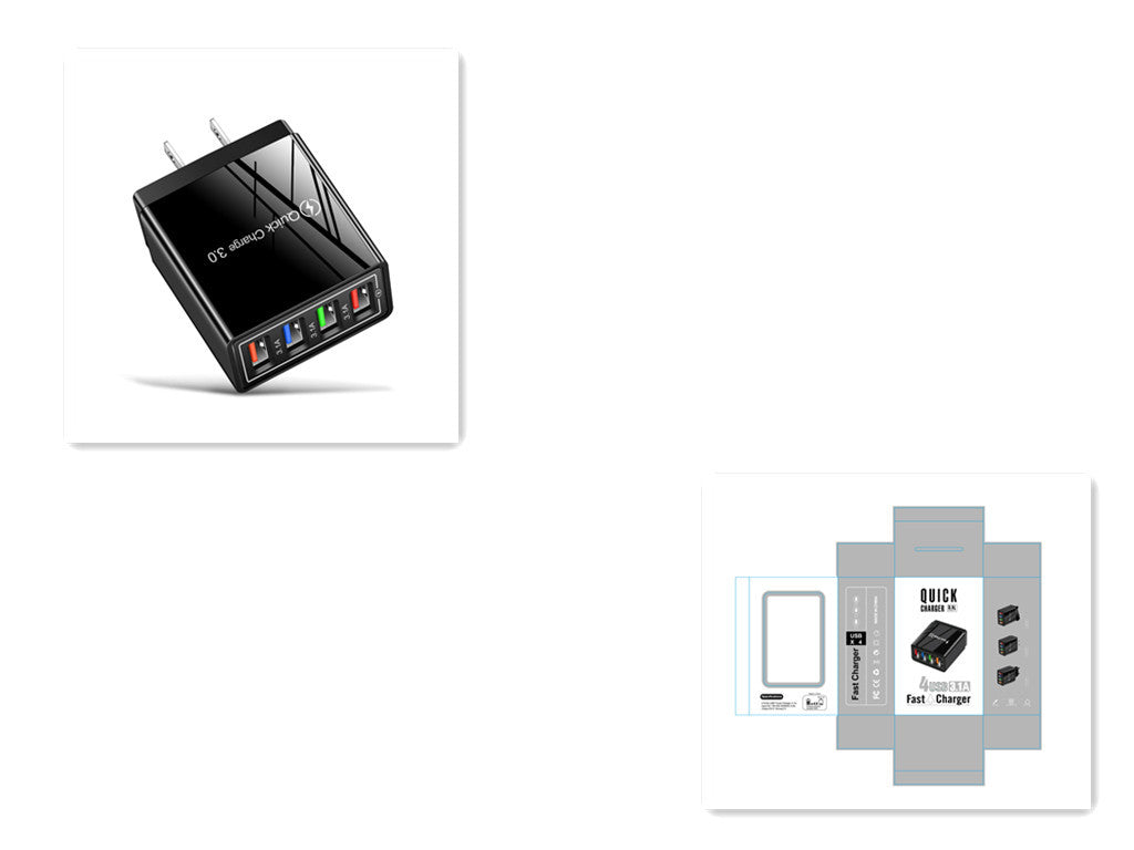 Chargeur USB Quick Charge 3.0 Adaptateur pour 4 téléphones pour tablette Chargeur mural portable Chargeur rapide