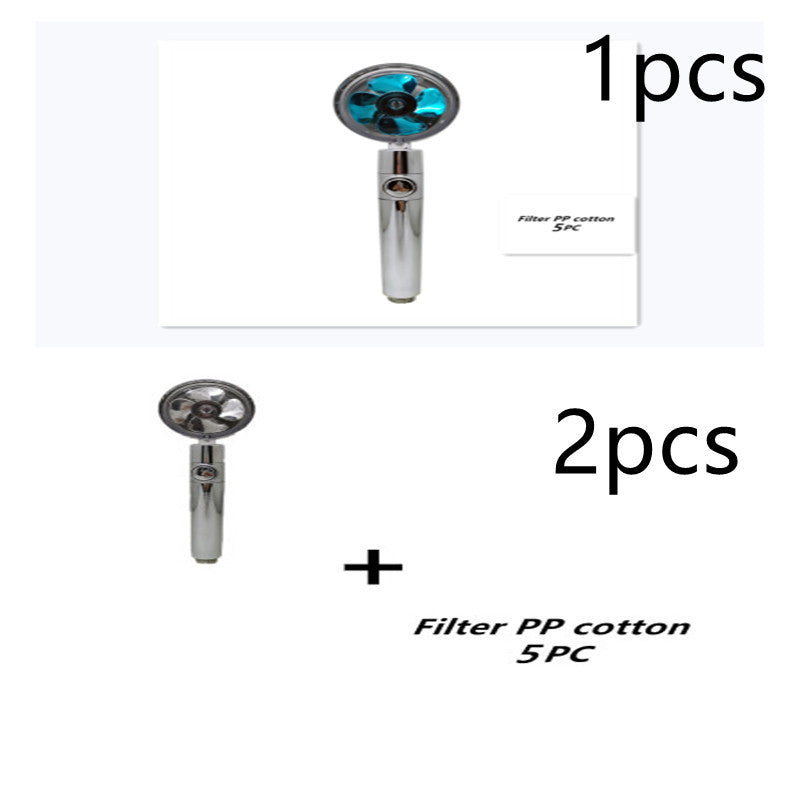 Pommeau de douche à hélice avec bouton d'arrêt et filtre en coton Buse de douche à main haute pression turbocompressée