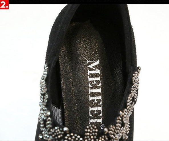 Chaussures sexy pour femmes avec fermeture éclair à l'arrière en maille