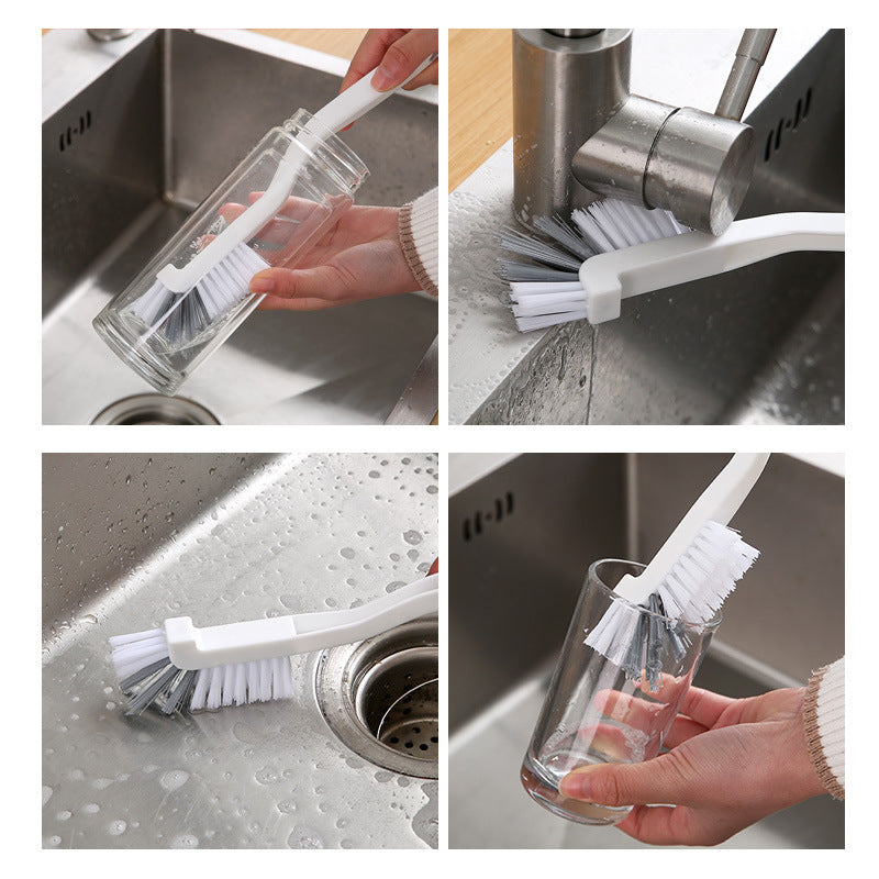 Ustensiles de cuisine Brosse de nettoyage étroite Brosse de nettoyage en plastique à long manche Bouteille de lait Tube en verre Kit de brosse de nettoyage pour bol de casserole