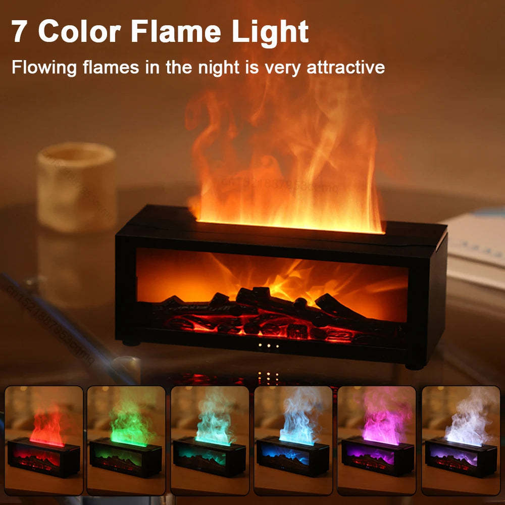 Nouvelle machine d'aromathérapie Flame Diffuseur d'huiles essentielles coloré Humidificateur à grande capacité de brouillard Machine de cheminée à flamme 3D
