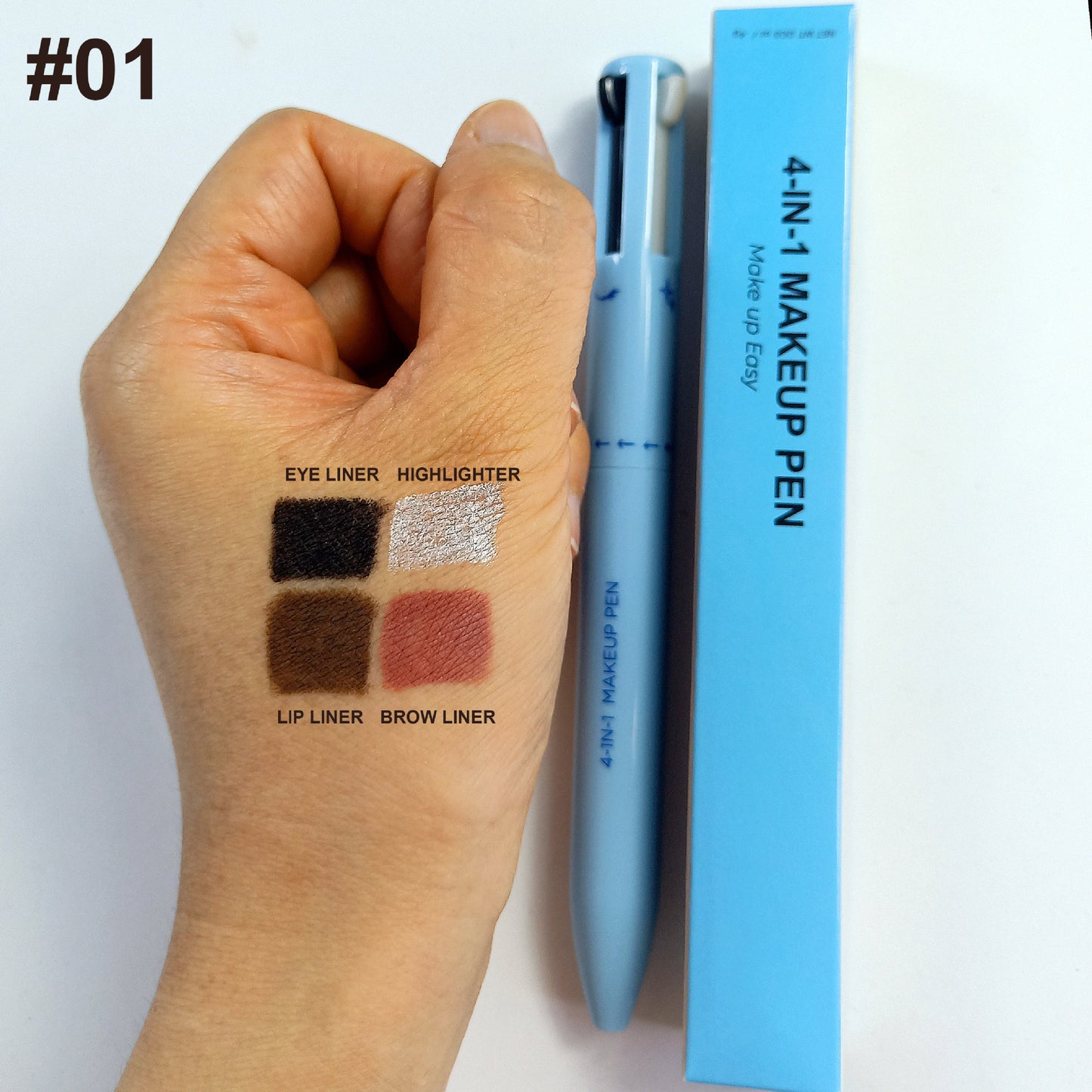 Pinceau cosmétique 4 en 1 Crayon à lèvres 4 couleurs Crayon à sourcils Eyeliner