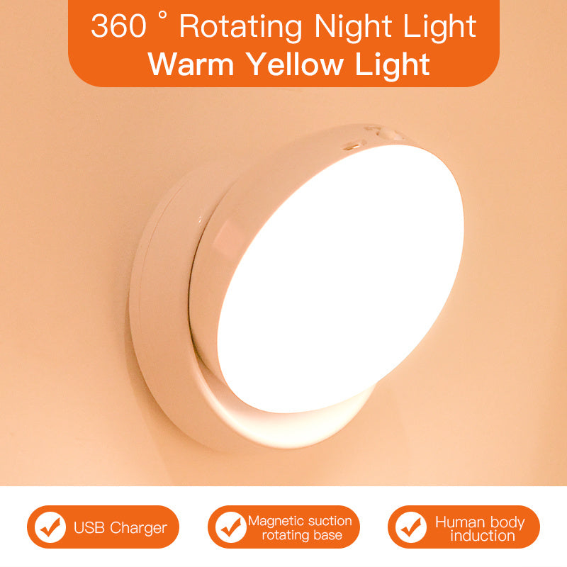 Rotatable human body motion sensor light, hallway light, garage light, wardrobe light, night light.