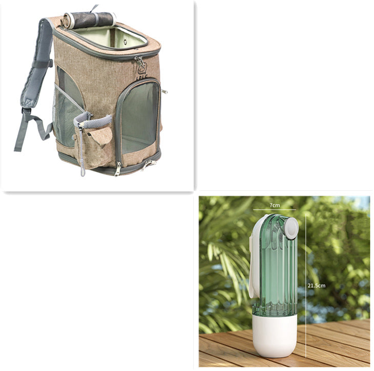 Gobelet d'eau pour animaux 2 en 1, design segmenté, vert, portable pour la promenade des chiens, fournitures d'alimentation pour chiens, accessoires pour animaux, distributeur d'eau pour chiens, produits pour animaux.
