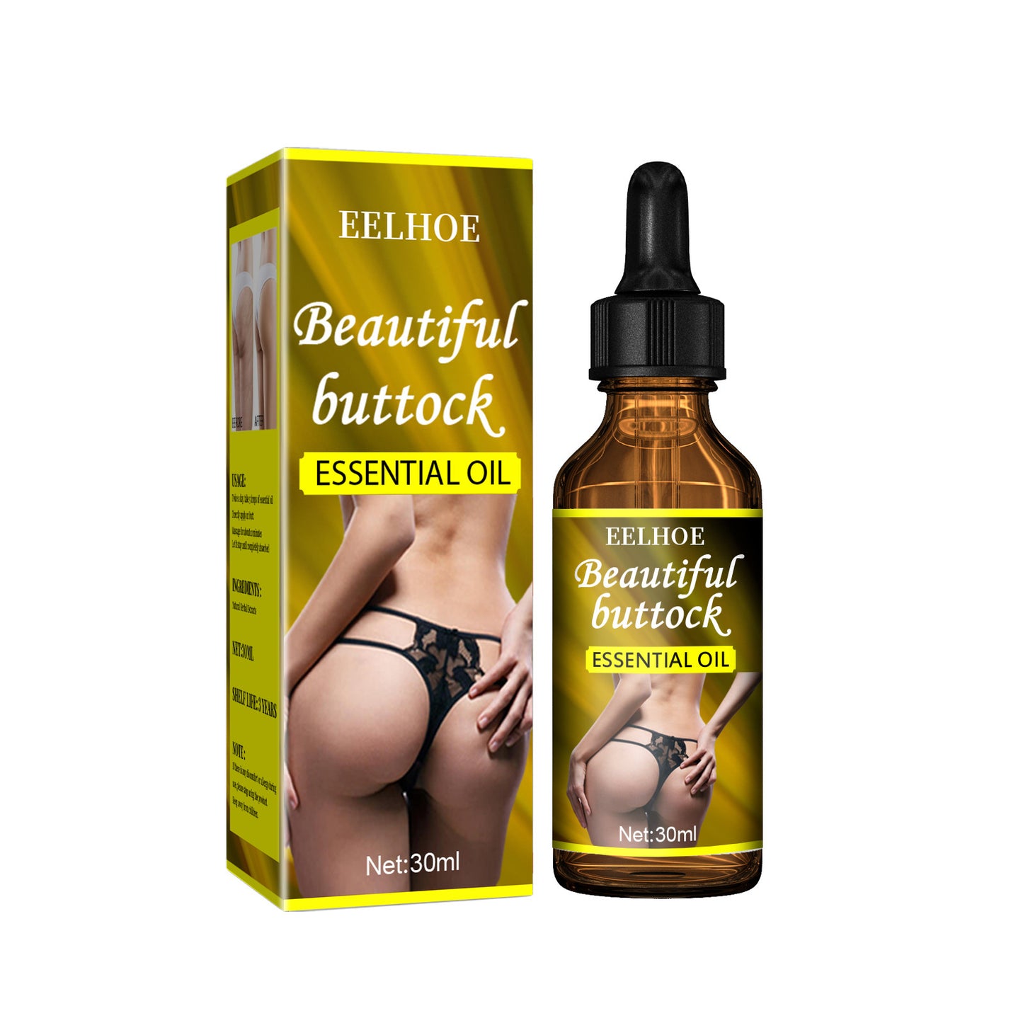 Huile de soin pour les fesses, massage raffermissant pour les fesses volumineuses.