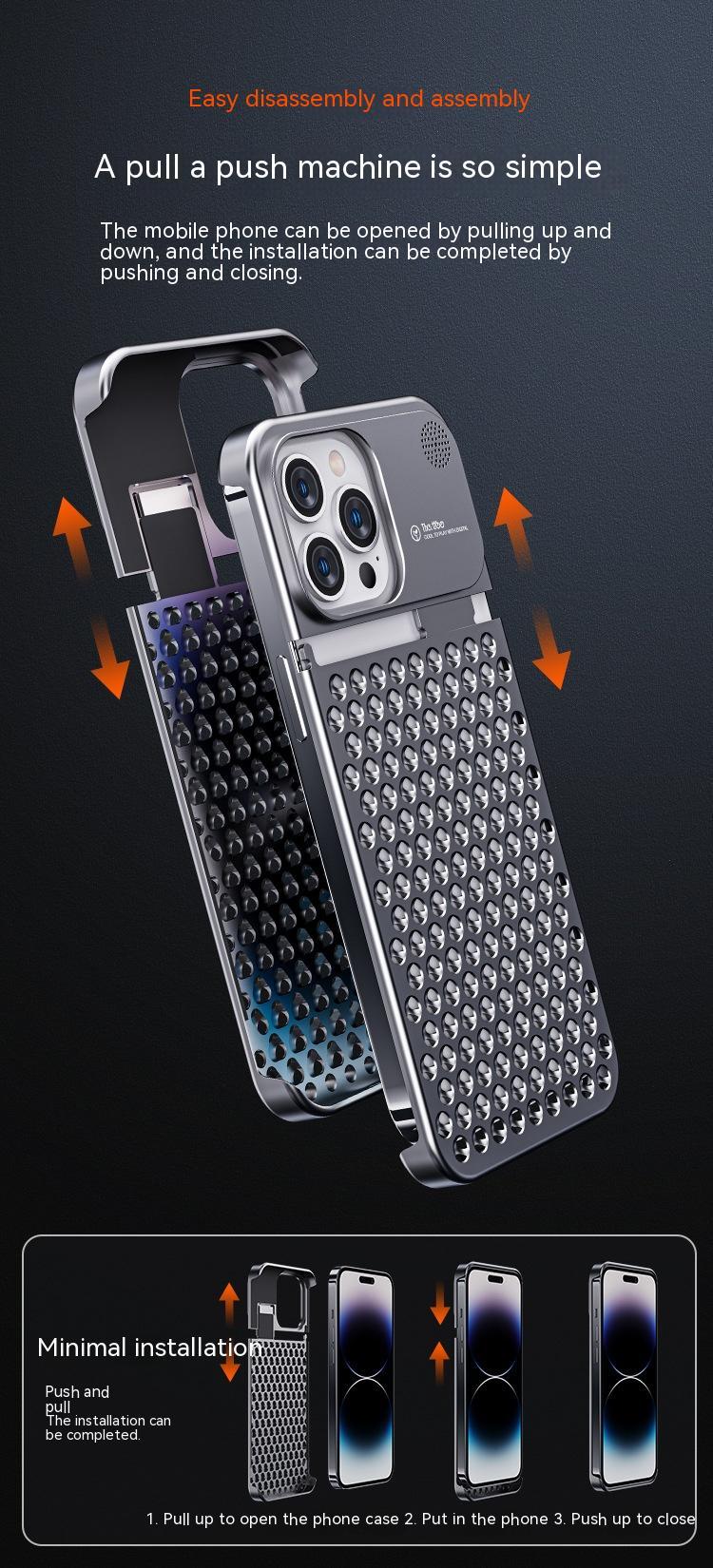 Coque de téléphone en alliage d'aluminium pour 14 13 Pro Max Plus, dissipation de chaleur creuse, anti-chute, coque de téléphone intégrale et résistante aux chocs.
