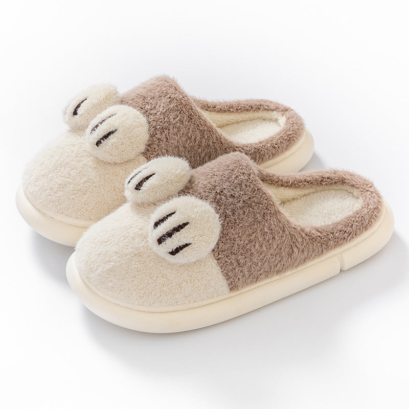 Chaussons en coton pour femmes, pattes de chat, couple à domicile.