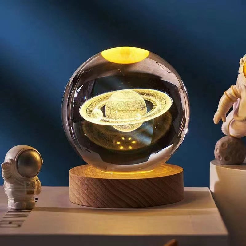 Lampe de nuit en forme de système solaire sculpté en 3D, lumineuse, idéale pour la chambre à coucher, cadeau de festival et pour les enfants.
