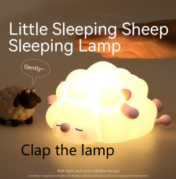 Lampe de nuit en silicone mignonne en forme de mouton, lampe de chambre pour la décoration de la chambre d'enfants, rechargeable avec minuterie et fonction de variation de lumière pour le sommeil.