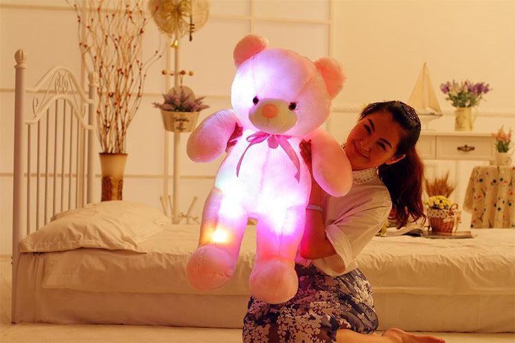 Ours en peluche lumineux LED créatif, jouet coloré et lumineux, cadeau de Noël pour enfants, coussin.