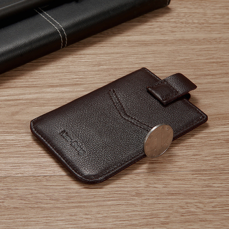 Portefeuille en cuir véritable pour hommes, porte-cartes en cuir de vache mince.