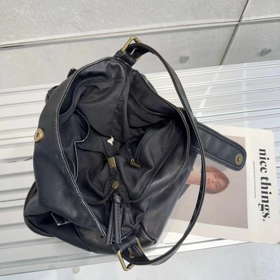 Sac de moto multi-poches en texture rétro de haute qualité