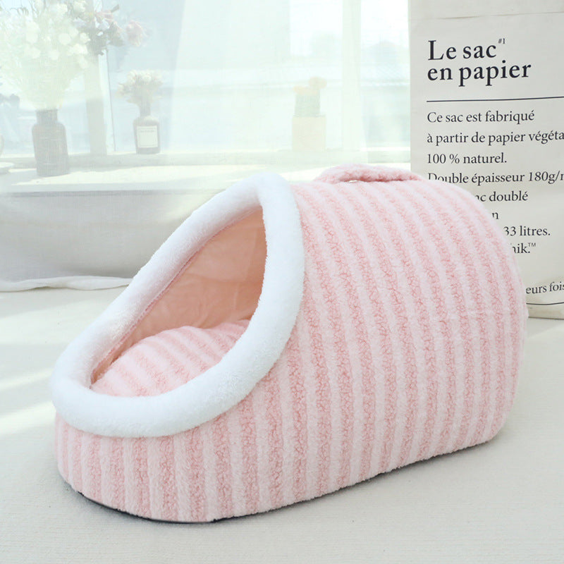Nid de chat tridimensionnel épaissi Macaron double pièce automne et hiver chaud une installation pour les enfants à ennuyer chenil