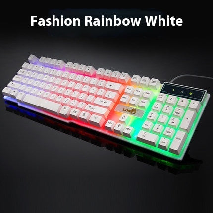 Clavier de jeu industriel avec câble USB lumineux.