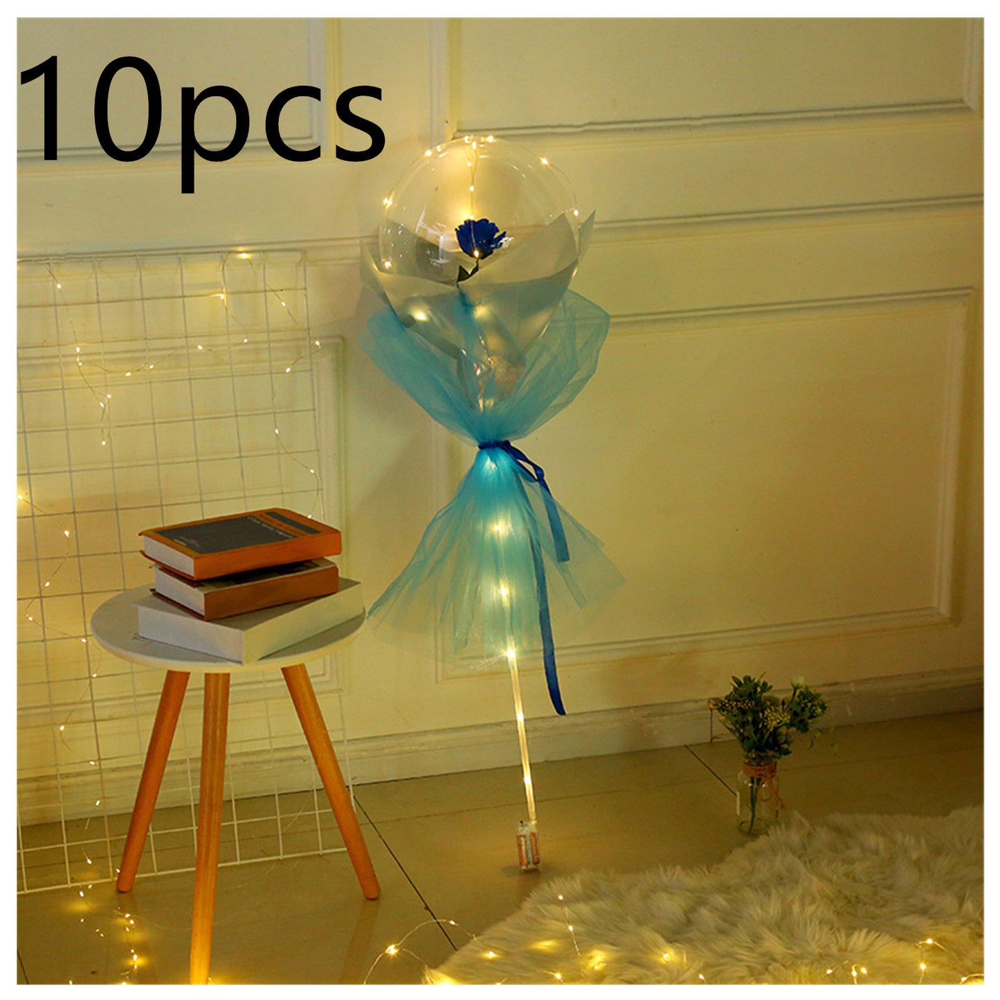 LED Ballon lumineux Rose Bouquet Transparent Bobo Boule Rose