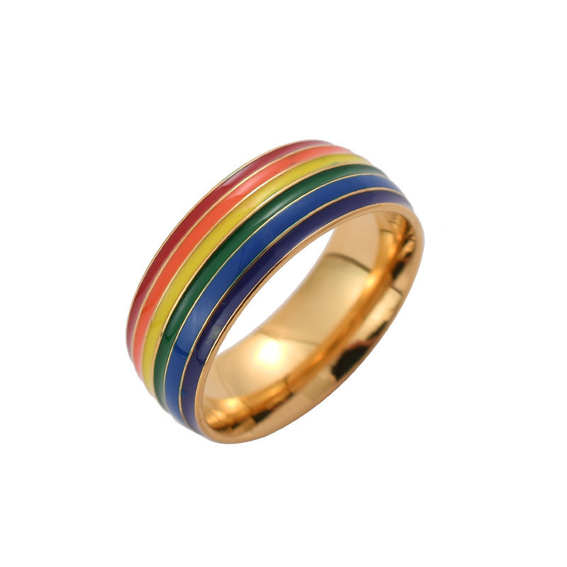 Bague de fierté arc-en-ciel tendance pour femmes et hommes, bijoux d'amitié en acier inoxydable pour gays, lesbiennes et LGBT