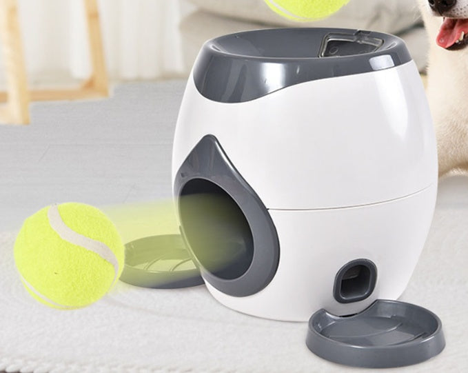 Dispositif de distribution de nourriture pour animaux intelligents, machine à lancer des balles de tennis avec récompense manquante.
