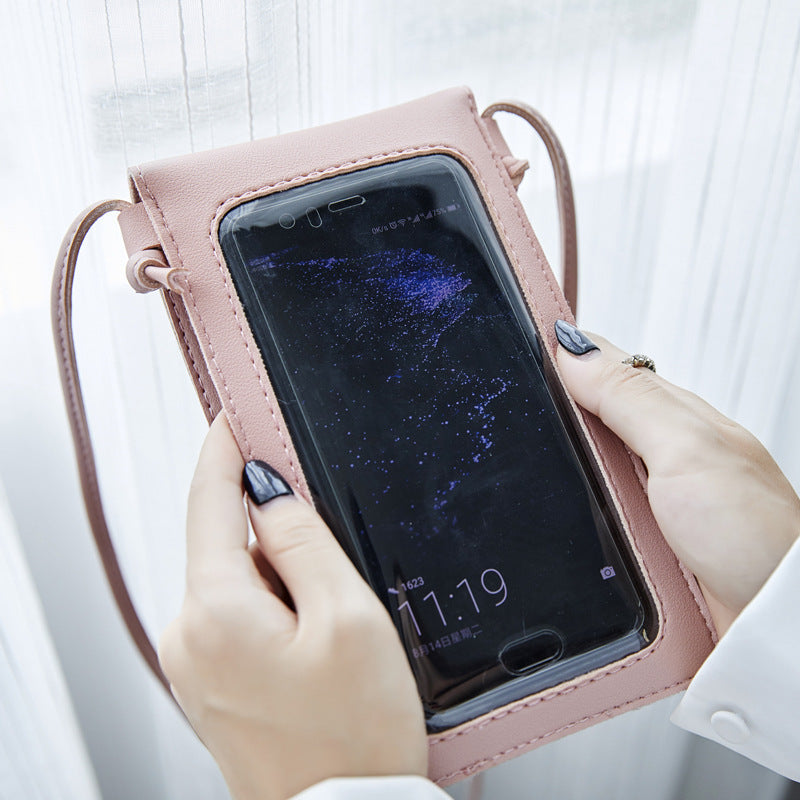 Sac à bandoulière pour téléphone portable avec fenêtre transparente et écran tactile, mini sac à main pour téléphone portable, pochette DIN889