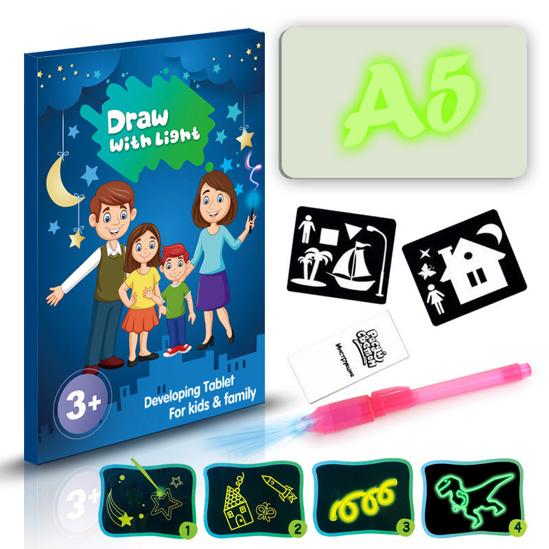 Tablette de dessin éducative 3D Magic 8 avec effets lumineux, tableau de puzzle, bloc-notes.