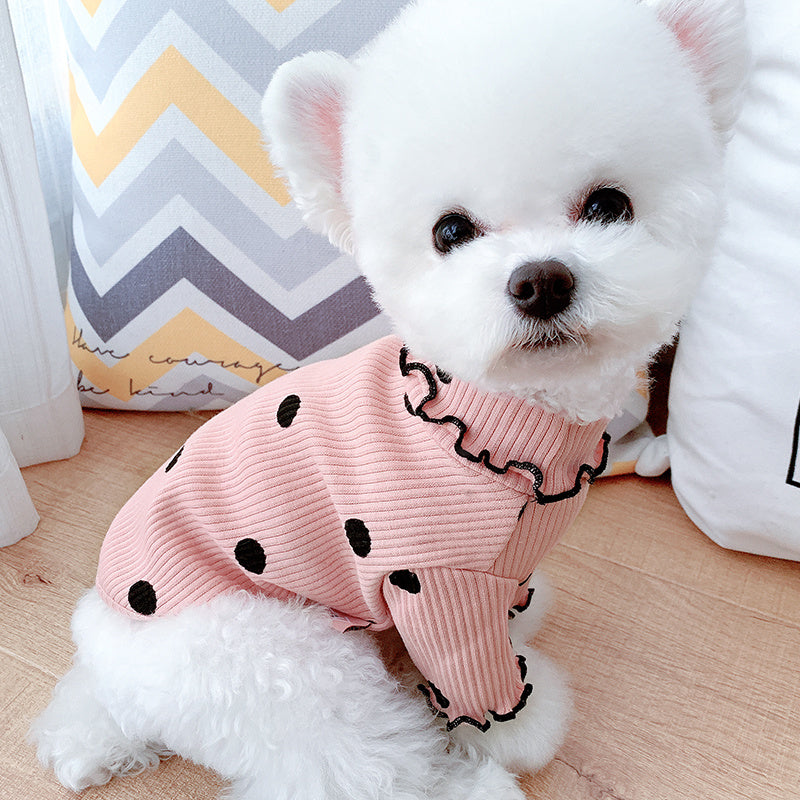 Chemise à col roulé à pois pour chien