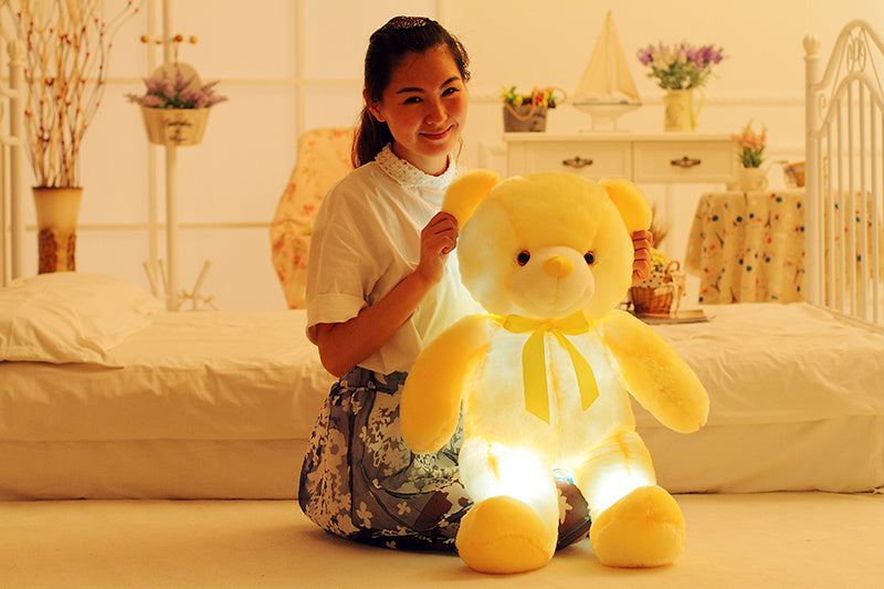 Ours en peluche lumineux LED créatif, jouet coloré et lumineux, cadeau de Noël pour enfants, coussin.