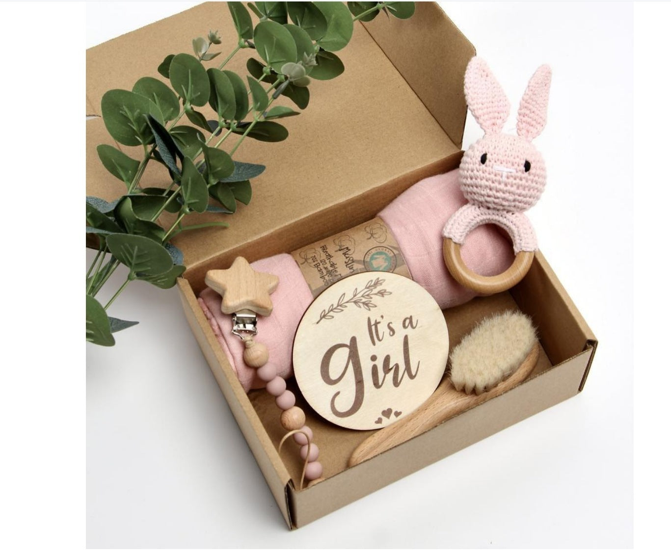 Coffret cadeau en bois de hochet pour bébé, convient aux nouveau-nés et aux bébés d'un mois.