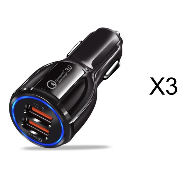 Chargeur de voiture Quick Charge 3.0 pour téléphone mobile, chargeur de voiture à double USB, adaptateur de charge rapide Qualcomm QC 3.0, chargeur de voiture mini USB.
