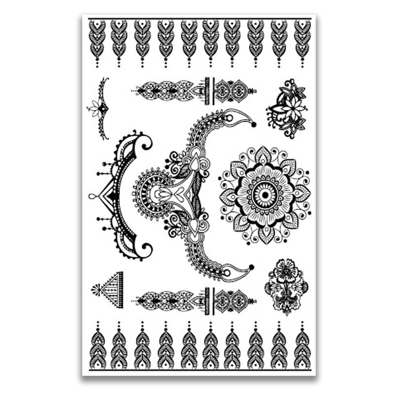 Autocollants de tatouage imperméables en dentelle noire