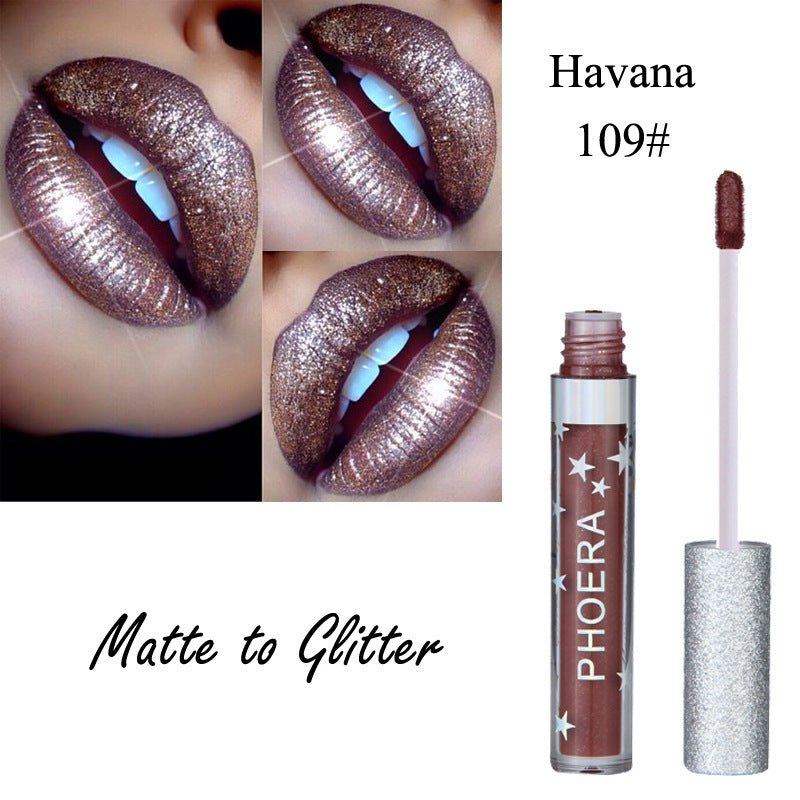 Rouge à lèvres liquide hydratant couleur bonbon, imperméable et pailleté, maquillage longue tenue