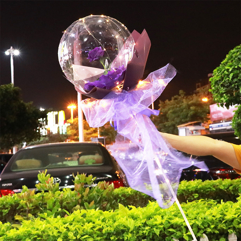 LED Ballon lumineux Rose Bouquet Transparent Bobo Boule Rose