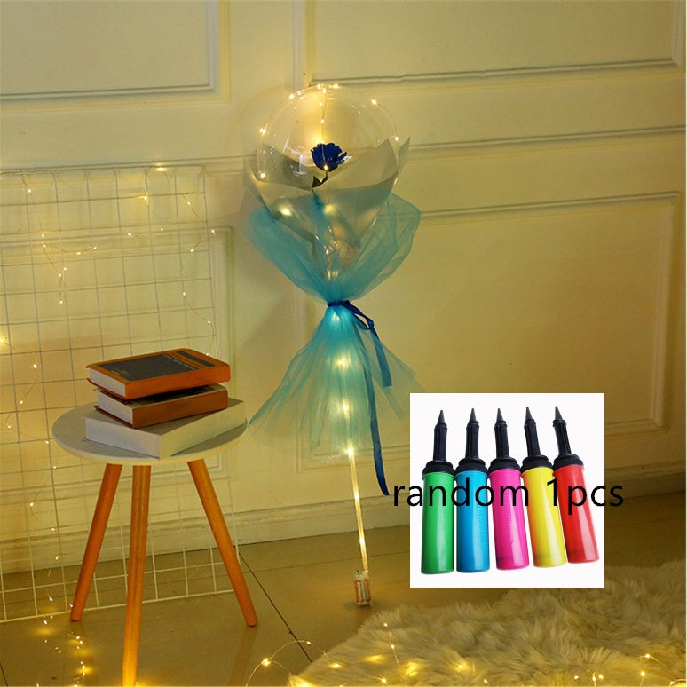 LED Ballon lumineux Rose Bouquet Transparent Bobo Boule Rose