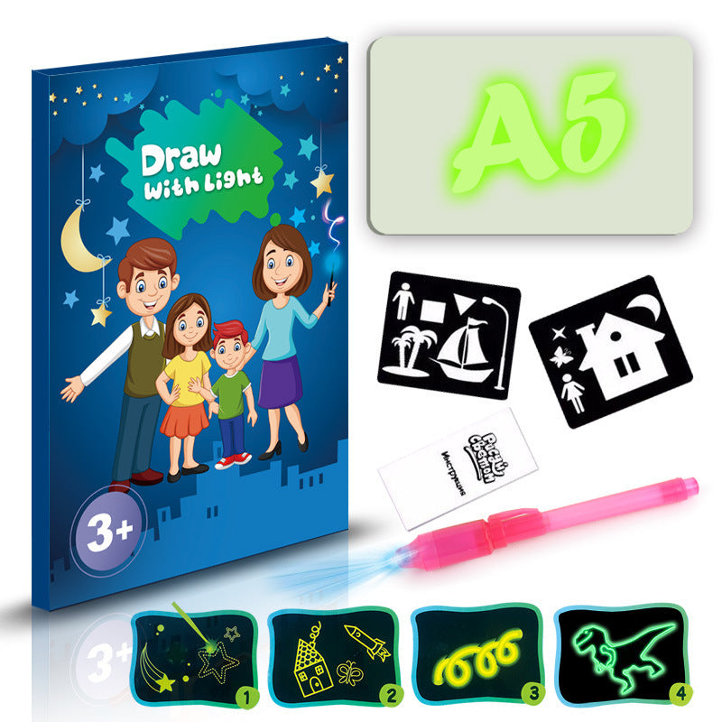 Tablette de dessin éducative 3D Magic 8 avec effets lumineux, tableau de puzzle, bloc-notes.