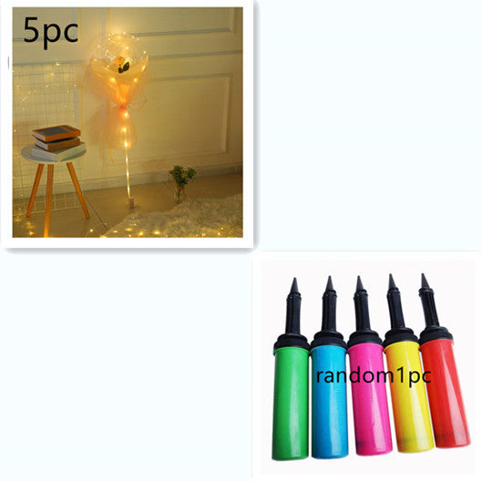 LED Ballon lumineux Rose Bouquet Transparent Bobo Boule Rose