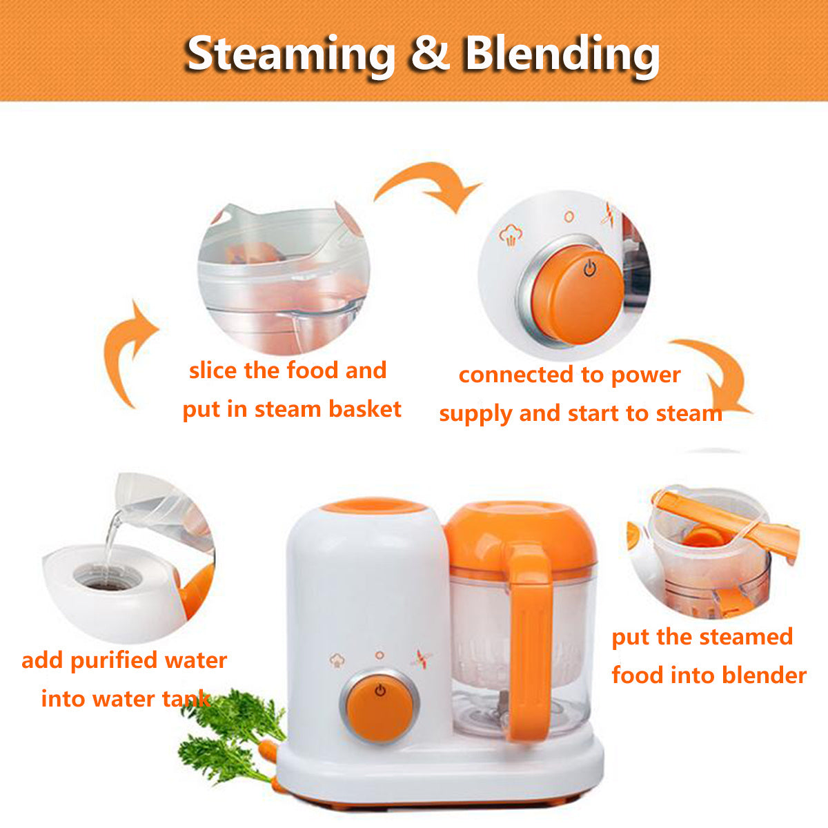 Robot culinaire multifonction pour bébé, réchauffeur de lait infantile intelligent, mélangeurs pour la cuisson des aliments pour bébés.