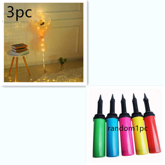 LED Ballon lumineux Rose Bouquet Transparent Bobo Boule Rose
